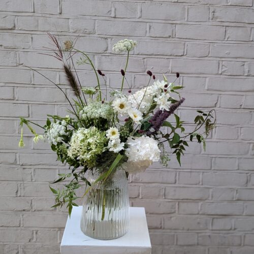 Blanc de Blancs – Serene White & Green Hand-Tied Bouquet
